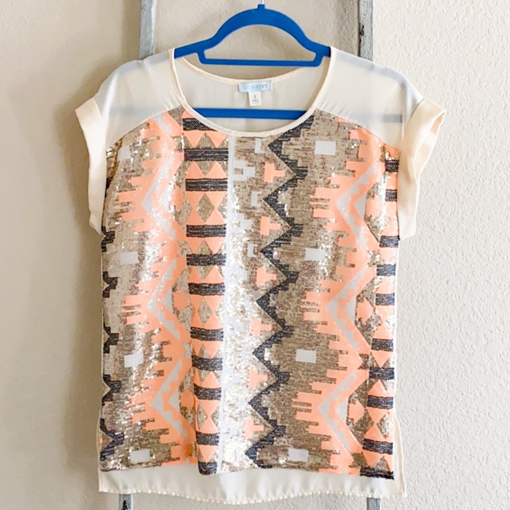Vici Dolls Gold Aztec Glitter Top Small